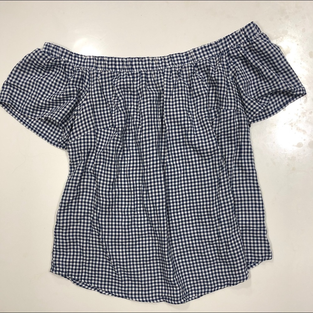 Checkered off the shoulder top